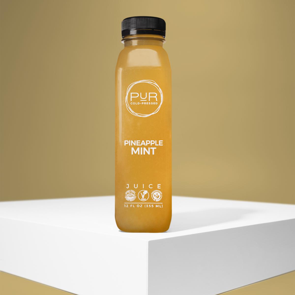 PUR juice cleanse cold pressed juice PINEAPPLE MINT COLD PRESSED JUICE Cold-Pressed Pineapple Juice With Mint | PUR Individual Juice