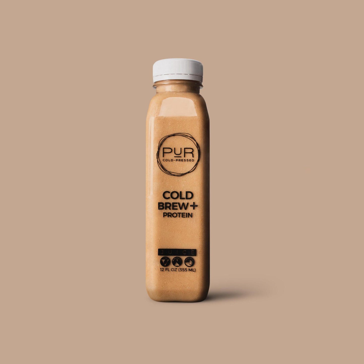 PUR juice cleanse cold pressed juice COLD BREW + PROTEIN - ALMOND MILK Cold Brew Almond Milk Coffee + Protein | Cold-Pressed | PUR Individual Protein Plant Based Mylk