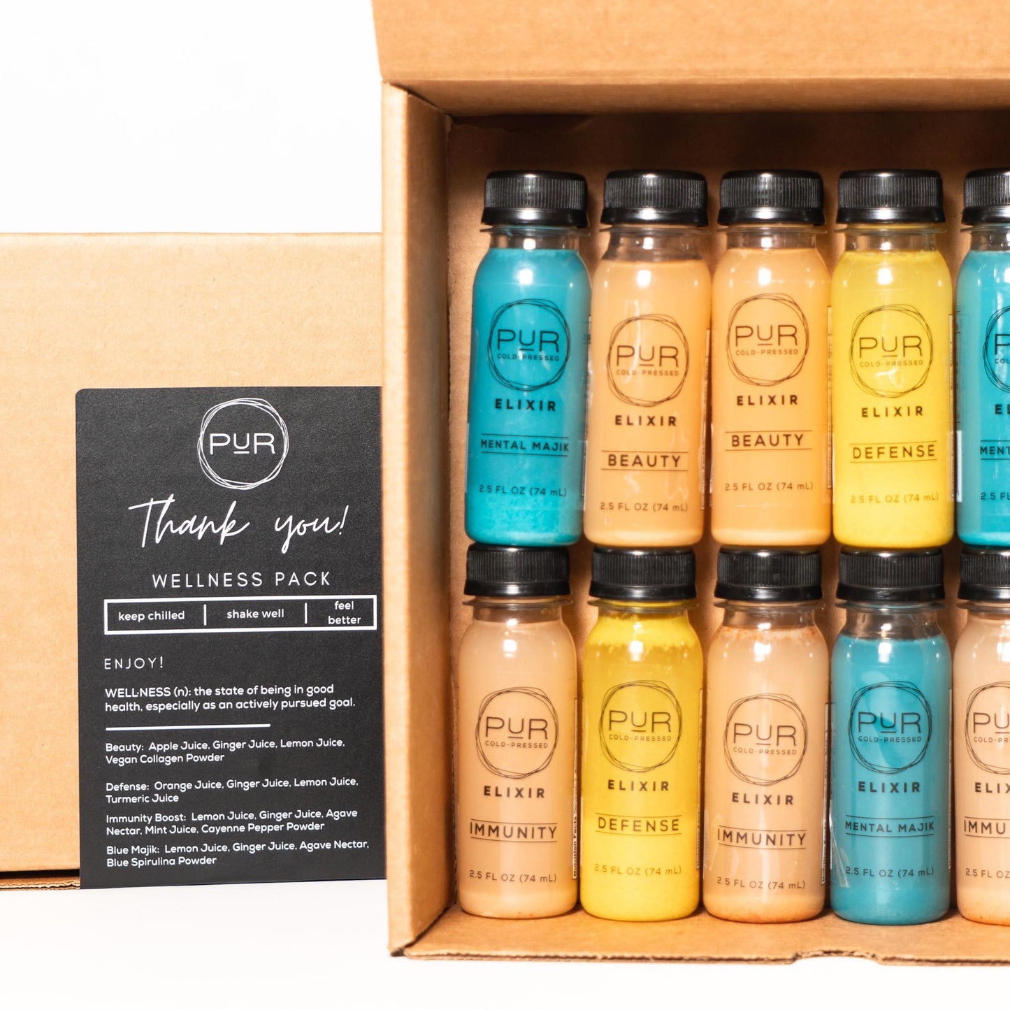 PUR juice cleanse cold pressed juice WELLNESS JUICE SHOTS - COMBINATION 4-PACK Shot Pack