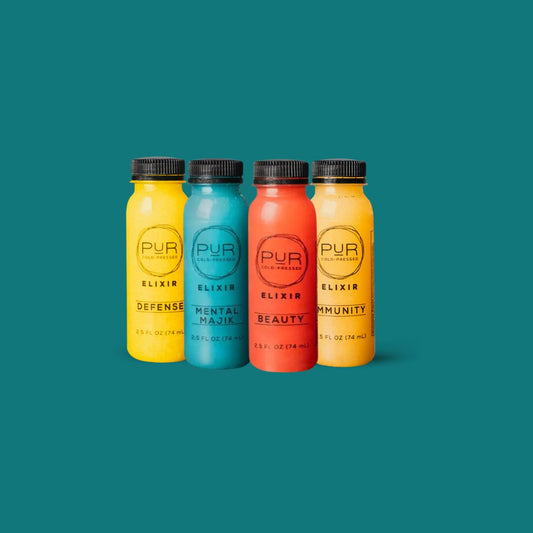 WELLNESS JUICE SHOTS - COMBINATION 4 - PACK - PUR Cold Pressed Juice - Discovery - Elixir - Pack - Shot Pack